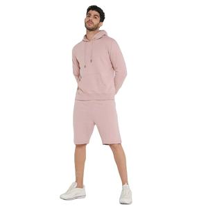 Conjunto de Sudadera con Capucha y Pantalones Cortos de Verano para Hombre, Color Sólido, Personalizado, Ropa Urbana Transpirable - Product Image 1