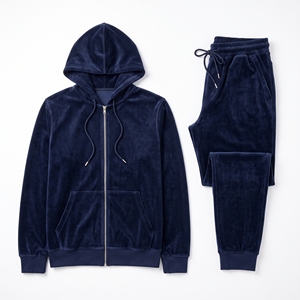 Men Lightweight <b>Velour</b> <b>Tracksuit</b> Zip up Jacket Jogger Set Soft Touch Elastic Waist Casual Sportswear Custom Logo OEM ODM - Product Image 5
