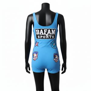Maillot de bain une pièce bleu en polyester et élasthanne 220 GSM de qualité supérieure, logo personnalisé par sublimation, design sur mesure pour femme - Product Image 2