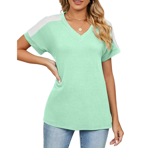 T-shirt à col en V pour femmes personnalisé en gros Nouvelles lignes de mode Logo personnalisé vierge amical - Product Image 6