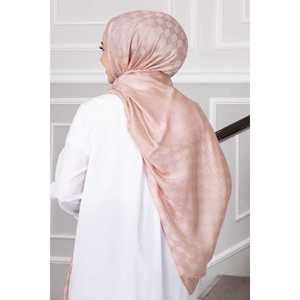 Hijab en polyester à motif à carreaux rose poudré - Product Image 4