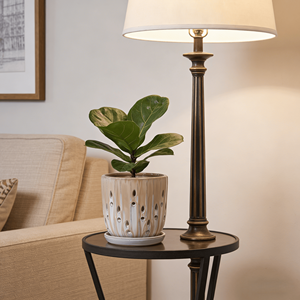 Ensemble de 2 pots de fleurs ronds en céramique Mdj, couleur beige, avec trou de drainage, pour une utilisation en intérieur, en extérieur, à la maison ou au jardin - Product Image 4