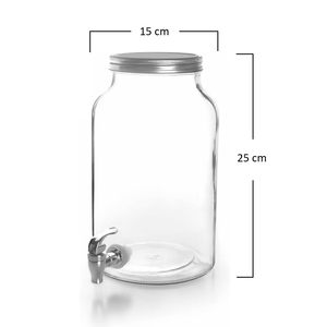 Elegante y práctico dispensador de bebidas de vidrio de 3,5 l con grifo de 15x25cm para eventos en casa y fiestas - Product Image 2