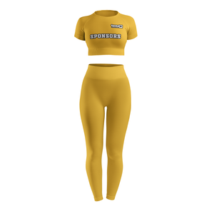 Women's Casual Active Sportswear <b>Crop</b> Top <b>Leggings</b> Set Elastic Waist Knitted Breathable Quick Dry Spandex/Polyester All Sizes - Product Image 2