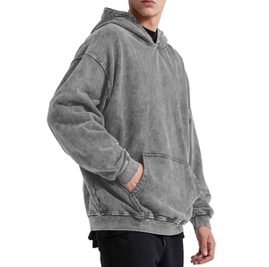 เสื้อมีฮู้ดแบบสวมหัวสำหรับผู้ชายเสื้อมีฮู้ดผ้าคอตตอนแท้สีพื้นใส่เล่นกีฬาแบบเรียบง่าย - Product Image 2