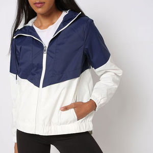 Chaquetas cortavientos con cremallera de patrón sólido para mujer al por mayor técnicas de estampado de tela de algodón suave - Product Image 1