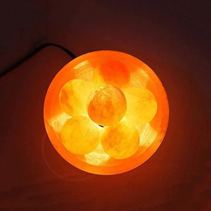 Lampe en sel de l'Himalaya, bol à sel fait main, rond, en matériaux organiques, décoration moderne Feng Shui pour la maison - Product Image 3