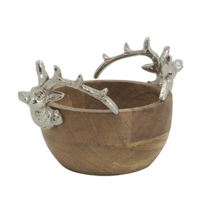 <b>Wooden</b> Serving Bowl with Aluminum Handle Round Shape Top Selling <b>Wooden</b> Serving Bowl <b>for</b> <b>Sale</b> - Product Image 2