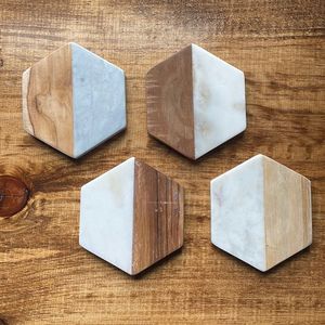 Sous-verre en marbre et bois moderne de qualité supérieure - Protection durable pour la cuisine et la table à manger avec taille et forme personnalisables - Product Image 3