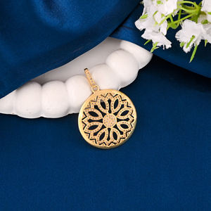 Women's Pear <b>Flower</b> Pendant Red Mountain Gems 925 Sterling Silver Black Rhodium Plated Pave Natural <b>Single</b> Cut Diamond Vintage - Product Image 1