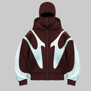 Custom Men's OEM Double Hood Streetwear <b>Ninja</b> Mask <b>Hoodie</b> Regular Fit Heavyweight Autumn Cotton Knitted Sweatshirt - Product Image 5