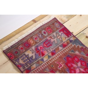 Tapis vintage, tapis turc 1,6x2,9 pieds, tapis en laine géométrique rose - Product Image 5