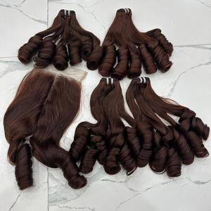 ผมต่อจากผมมนุษย์แบบตรงกระดูกหลวมสำหรับผมชาวเวียดนามสีเทามีเครื่องทำผมสองชั้น - Product Image 5