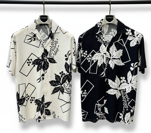 High Quality <b>Men's</b> Floral Print Satin Short Sleeve <b>Shirt</b> Relaxed Fit V-Neck Lightweight Breathable for Summer Holiday Vacation - Product Image 1