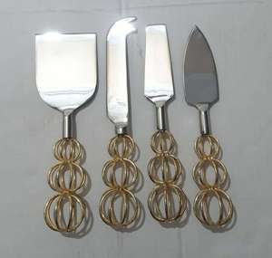 Juego de cuchillos de queso Premium tradicional de 4 piezas, mango de diseño de hoja, vajilla de acero inoxidable, cuchillo esparcidor de cubiertos, excelente regalo - Product Image 2