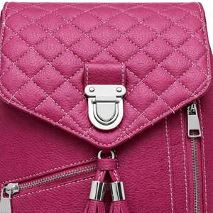 Sac à dos pour femme en cuir PU matelassé de luxe avec décoration en pompon, plusieurs poches zippées et bretelles réglables pour un usage quotidien - Product Image 2