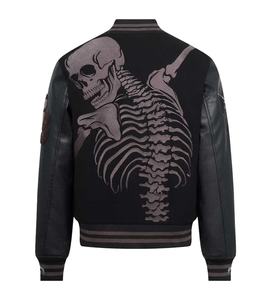 Venta al por mayor de moda personalizada de los hombres Hip Hop Varsity chaqueta Graffiti bordado tejido solo paquete patrón carta hombres chaqueta - Product Image 6