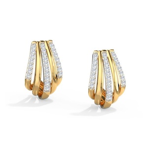 Lab Grown Diamond Solitaire Studs Pendientes chapados en oro amarillo y blanco de 14 quilates para regalos de aniversario Certificado IGI - Product Image 2