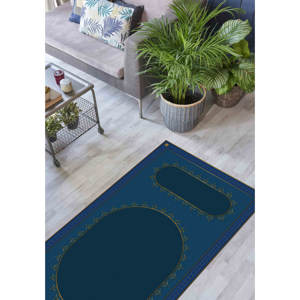 พรมละหมาดสีน้ำเงินและสีทอง: ของตกแต่งบ้านมุสลิมกันลื่น พร้อมพรมขนนุ่ม - Product Image 5