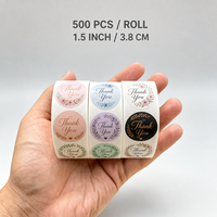 Merci de soutenir ma petite entreprise - Rouleau d'autocollants 500 étiquettes 1,5 pouce imperméables et résistantes à l'huile pour sacs d'emballage et promotion
