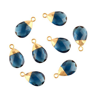 ลอนดอนบลูควอตซ์เหลี่ยมเพชรพลอยลูกแพร์ตัวเชื่อมต่อเครื่องประดับ DIY ชิ้นส่วนการค้นพบเครื่องประดับโลหะชุบทองและทองเหลืองขนาดมม. - Product Image 4