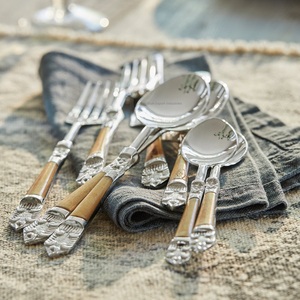 Juego de Cubiertos de acero inoxidable con asas de forja a mano, acabado plateado para el hogar y la boda, juego de cubiertos para comer - Product Image 3