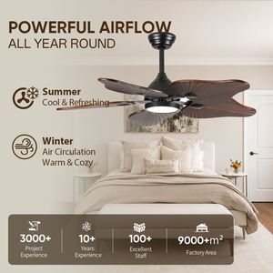 Ventilateur de plafond 44 pouces avec lumière, pales en bois massif, moteur DC, télécommande APP, LED dimmable – En stock aux États-Unis - Product Image 2
