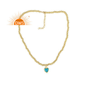 Collar con colgante de diseño de corazón esmaltado azul chapado en oro de 18 quilates de plata de ley superventas, fabricante de joyería fina Demi - Product Image 1