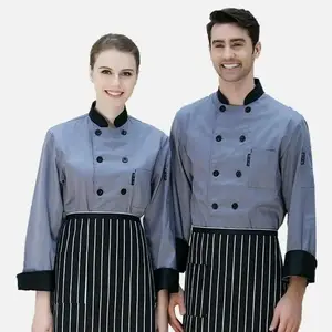 새로운 스타일 유행 디자인 요리사 유니폼 남여 공용 하이 퀄리티 요리사 주방 유니폼 레스토랑 요리사 유니폼