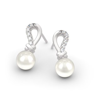 Boucles d'oreilles Jeulia en argent sterling avec perles de culture en forme de nœud - Product Image 3
