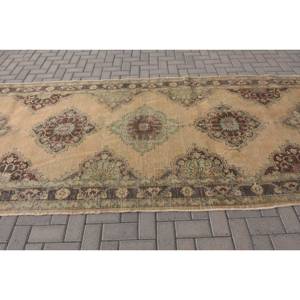 Alfombra de lana clásica Beige marrón de 4,9x12,6 pies, diseño turco de retazos para entrada, sala de estar o respaldo de látex para cabecera - Product Image 3