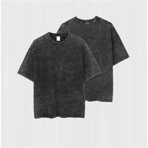 100% algodón de lujo Vintage Logo camiseta para hombres de alta calidad personalizado desteñido de gran tamaño lavado con ácido diseño de barco desgastado - Product Image 1