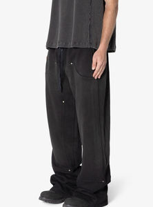 Vente chaude couleur unie jambe droite Baggy pantalons de survêtement 100% coton français éponge léger Streetwear à la mode Joggers - Product Image 2