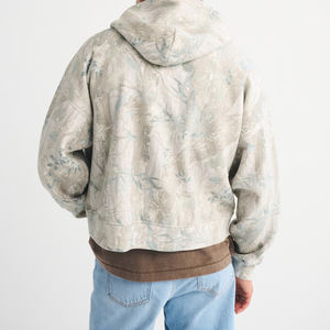 Sweat à capuche entièrement zippé en coton épais 340 g/m² avec logo personnalisé, coupe oversize, épaules tombantes, respirant, hiver, court, 2 pièces - Product Image 6