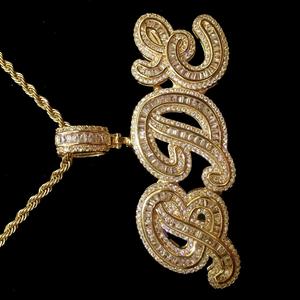 Brillante personalizado rapero nombre letra Hip Hop Iced Out 3D oro ajuste encantos Cubic Zirconia Colgante con cadena de cuerda - Product Image 4