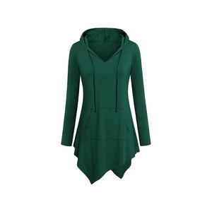 Manches longues poche décontracté long sweat à capuche décontracté ample solide grande taille pull - Product Image 2