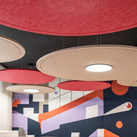 Panneaux acoustiques ronds en PET pour couloirs scolaires, nuages de plafond circulaires colorés absorbant le son