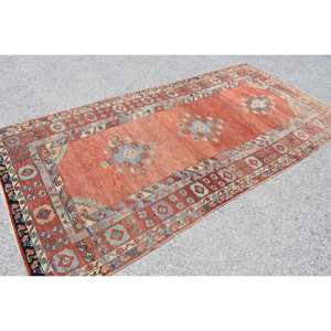 Alfombra clásica de lana roja y azul, 4,8x9,6 pies, hecha a mano, turca, área grande, rectángulo, mosaico abstracto, pasillo de látex, alfombra para habitación de 10mm - Product Image 4