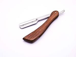 Rasoir droit de barbier avec lame en acier inoxydable interchangeable et manche en bois naturel, rasoir pour le visage - Product Image 5