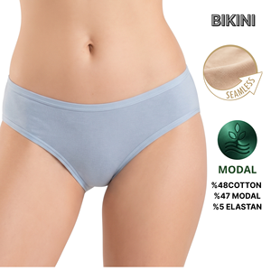 Braguitas de Bikini Tejidas sin Costuras para Mujer, Cintura Media, Color Sólido, Algodón Modal Ecológico - Product Image 6