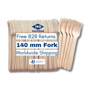 Fourchettes écologiques 140mm en bois de bouleau couverts biodégradables idéales pour les événements cafés traiteur à emporter et livraison - Product Image 1