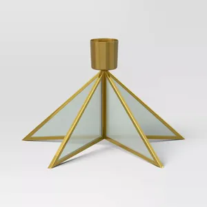 Portavelas piramidal superior para sostener velas de Pilar superficie texturizada Portavelas de oro martillado elegante - Product Image 3