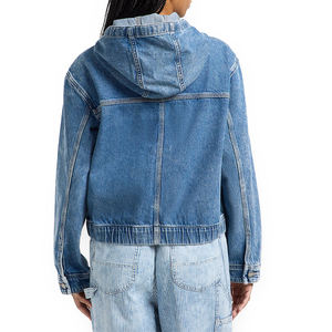 Urban Streetwear Men's Hooded Denim Jacket Casual Button Front <b>Jean</b> Coat with Long Sleeves Fashion Outerwear Relaxed Fit Style - Product Image 4