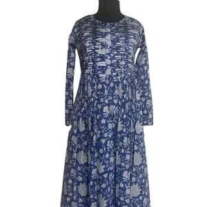 New Trending Long Tunic With Pockets Indian Block Print Bridesmaids Dress Gift For Her Gift For Mom Pleated Top Summer Dress