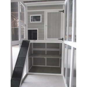 บ้านแมวไม้กลางแจ้งขนาดใหญ่หรูหรา พร้อมพื้นที่เล่นและพื้นที่นอน บรรจุในกล่อง - Product Image 2