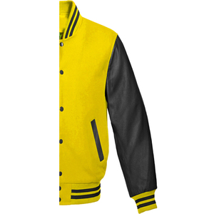 Veste universitaire sur mesure en gros d'usine, conception OEM, respirante, coupe-vent, haute qualité, broderie pour hommes, patch frontal en cuir véritable - Product Image 6