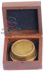 Brújula de reloj de sol antiguo de latón, brújula de Metal clásica de latón brillante Vintage Náutica para senderismo y Camping - Product Image 3