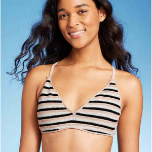 Top bikini bralette lavorato all'uncinetto a righe marroni da donna Wild Fable, taglia S-1 pezzo - Product Image 1