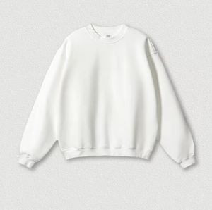 Venta al por mayor pulóver liso de algodón de peso pesado personalizado polar Oversize Sudadera con capucha de cuello redondo para hombre - Product Image 3