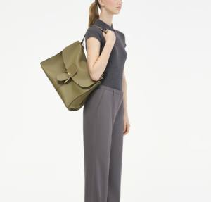 Sac à main en cuir véritable vert olive pour femme, bandoulière unique, sac fourre-tout décontracté, designer, résistant à l'eau, en cuir de veau souple, sac à main de luxe - Product Image 6